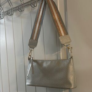 Silver Leather Shoulder Bag
